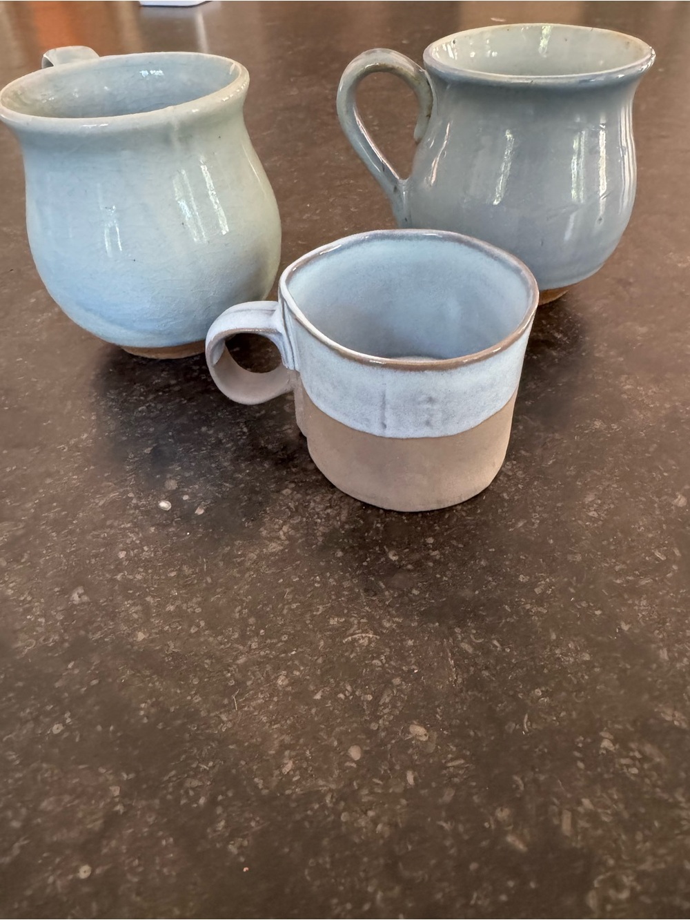 World Market Blue and Tan Ceramic Mugs
